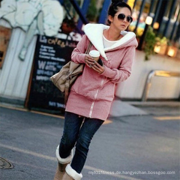 2015 Fashion Casual Thicken Oblique Zipper Hooded Frauen Hoodies (50006)